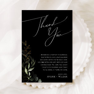 Greenery Black en Gold Reception Hartelijk dank Briefkaart