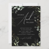 Greenery Black en Gold Wreated Casual Wedding Kaart (Voorkant)