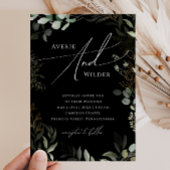 Greenery Black en Gold Wreated Casual Wedding Kaart