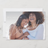 Greenery Black Gold Faded Foto Bridesmaid Kaart (Voorkant)