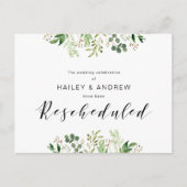 Greenery Black Modern Wedding party hercheduled Briefkaart (Voorkant)