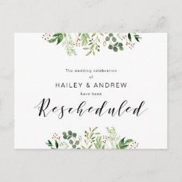 Greenery Black Modern Wedding party hercheduled Briefkaart