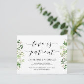 Greenery, Black, Modern Wedding Postponement Briefkaart (Staand voorkant)