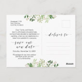 Greenery, Black, Modern Wedding Postponement Briefkaart (Achterkant)