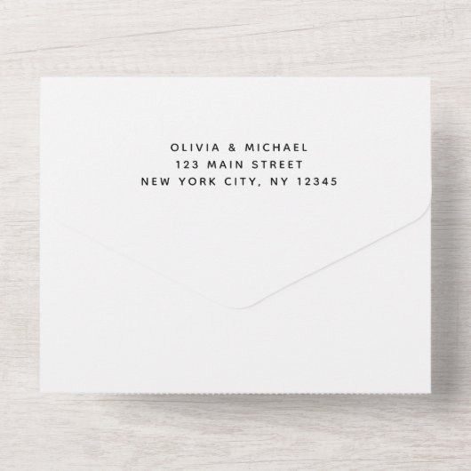 Greenery Black Simple Elegant Wedding RSVP All In One Uitnodiging (Achterkant)