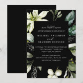 Greenery Black | Waterverf Botanische bruiloft  Kaart (Voorkant / Achterkant)