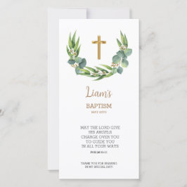 Greenery Bladwijzer Hartelijk dank, Baptisme Favor Bedankkaart