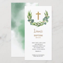 Greenery Bladwijzer Hartelijk dank, Baptisme Favor Bedankkaart