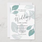 Greenery Blauwgroen Waterverf Foliage Wedding Kaart (Voorkant)