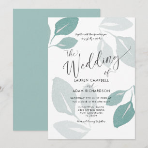 Greenery Blauwgroen Waterverf Foliage Wedding Kaart