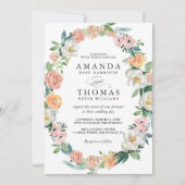 Greenery Bloom Garden Floral Wreath Wedding Kaart (Voorkant)