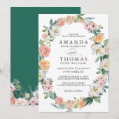 Greenery Bloom Garden Floral Wreath Wedding Kaart (Voorkant / Achterkant)