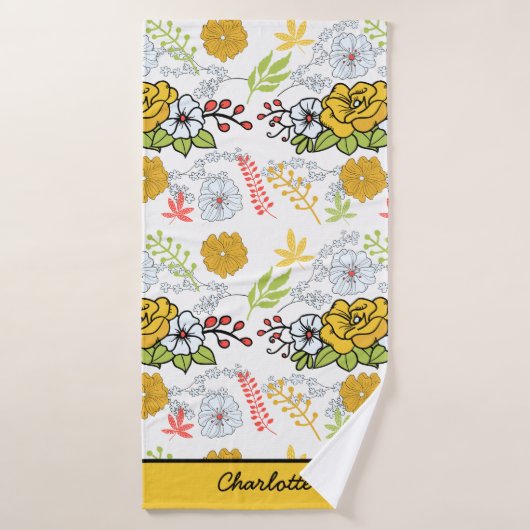 Greenery blossom florale patroon gepersonaliseerde badhanddoek (Badhanddoek)