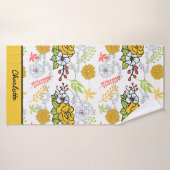 Greenery blossom florale patroon gepersonaliseerde badhanddoek (Badhanddoek)