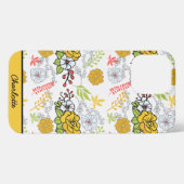 Greenery blossom florale patroon gepersonaliseerde iPhone hoesje (Achterkant horizontaal)