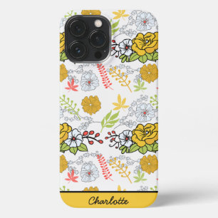 Greenery blossom florale patroon gepersonaliseerde iPhone 13 pro max hoesje