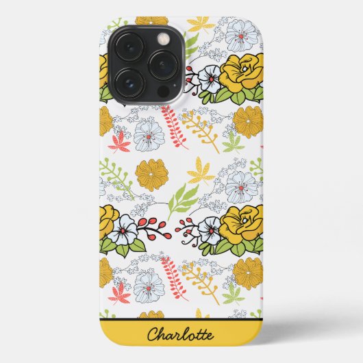 Greenery blossom florale patroon gepersonaliseerde iPhone hoesje (Achterkant)