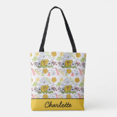 Greenery blossom florale patroon gepersonaliseerde tote bag (Achterkant)