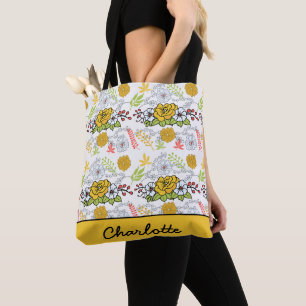 Greenery blossom florale patroon gepersonaliseerde tote bag