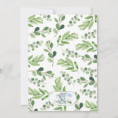 Greenery Blue Balloon Elephant Oh Boy Baby shower Kaart (Achterkant)