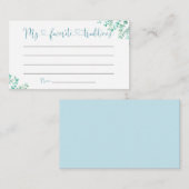 Greenery Blue Balloon Family Traditions Informatiekaartje (Voorkant / Achterkant)