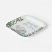 Greenery Blue Floral Elephant Baby shower Papieren Bordje (Gebogen)