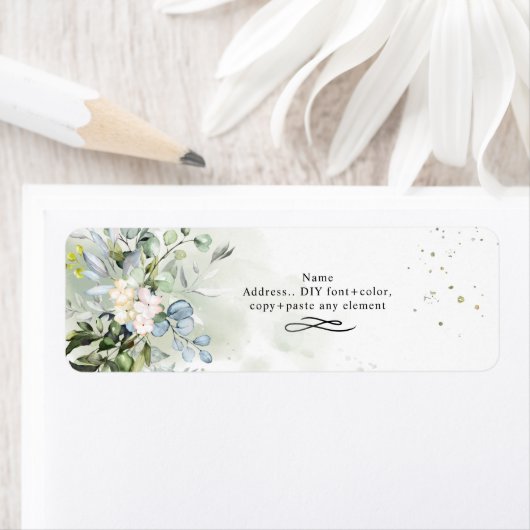 Greenery, Blue Gum Eucalyptus Return Address Etiket (Insitu)