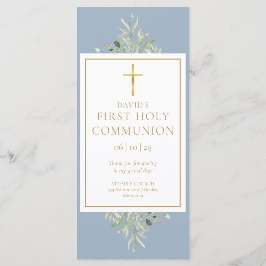 Greenery Blue Heilige Commune Prayer Kaart Bladwij (Voorkant)