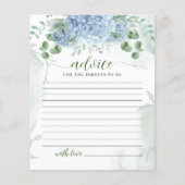 Greenery Blue hydrangea Advice Parents Baby shower (Voorkant)