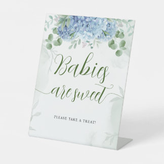 Greenery Blue hydrangea Baby's zijn Show met zoet  Reclamebord Met Voetstuk