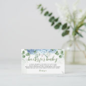 Greenery Blue hydrangea Books for Baby shower Informatiekaartje (Staand voorkant)