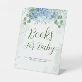 Greenery Blue hydrangea Books for Baby shower Reclamebord Met Voetstuk