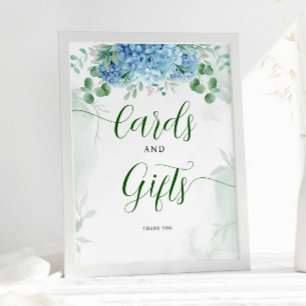Greenery Blue hydrangea Cards en Gift Baby shower Poster