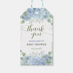 Greenery Blue hydrangea Dank u Baby shower Cadeaulabel