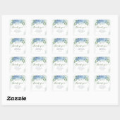 Greenery Blue hydrangea Dank u Baby shower Vierkante Sticker (Vel)
