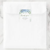 Greenery Blue hydrangea Dank u Baby shower Vierkante Sticker (Tas)