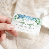 Greenery Blue hydrangea Diaper Baby shower Raffle Informatiekaartje