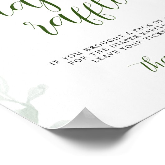 Greenery Blue hydrangea Diaper Baby shower Raffle Poster (Hoek)