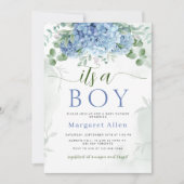 Greenery Blue hydrangea is een Baby shower Kaart (Voorkant)
