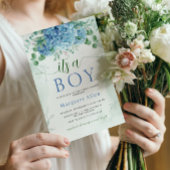 Greenery Blue hydrangea is een Baby shower Kaart