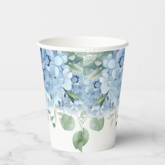 Greenery Blue hydrangea is een Baby shower Papieren Bekers (Rechts)