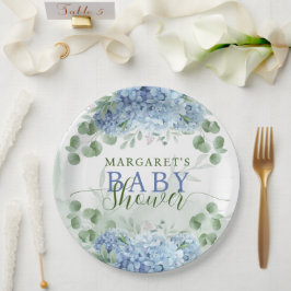 Greenery Blue hydrangea is een Baby shower Papieren Bordje
