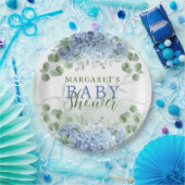 Greenery Blue hydrangea is een Baby shower Papieren Bordje (Feest)