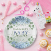Greenery Blue hydrangea is een Baby shower Papieren Bordje (Feest)