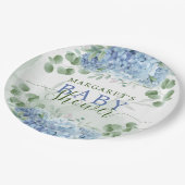 Greenery Blue hydrangea is een Baby shower Papieren Bordje (Gekanteld)