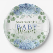 Greenery Blue hydrangea is een Baby shower Papieren Bordje (Voorkant)