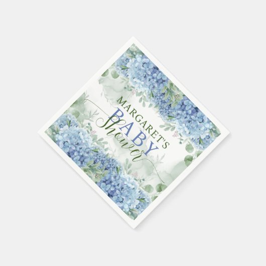 Greenery Blue hydrangea is een Baby shower Servet (Hoek)