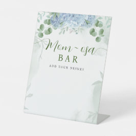 Greenery Blue hydrangea Mam-osa Sign Baby shower Reclamebord Met Voetstuk