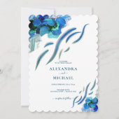 Greenery Blue Iris Flowers Botanical Wedding Kaart (Voorkant)