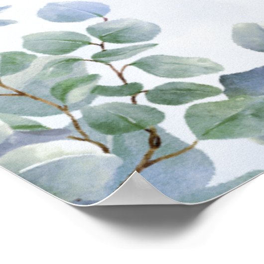 Greenery Blue is een Baby shower. Welkom Poster (Hoek)